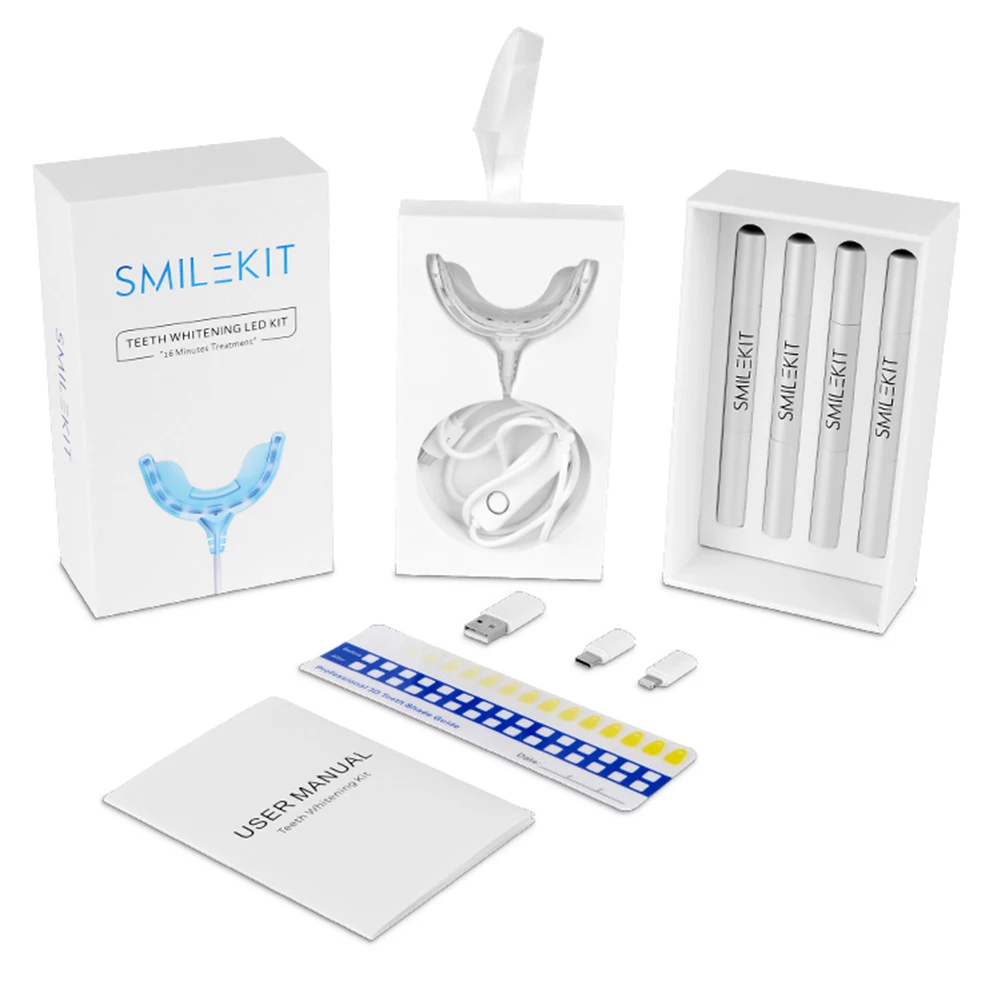 Teeth Whitening Laser - Inteligentny rozrządu 16-LED Zimne światło Zestaw