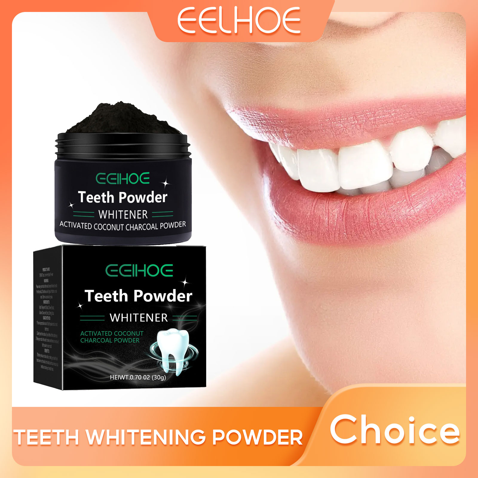 Teeth Whitening Charcoal Powder - EELHOE Proszek z węglem drzewnym do