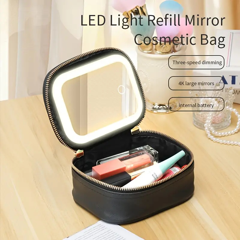 Led Mouth Tray - Przenośna kosmetyczka z lusterkiem LED, mała