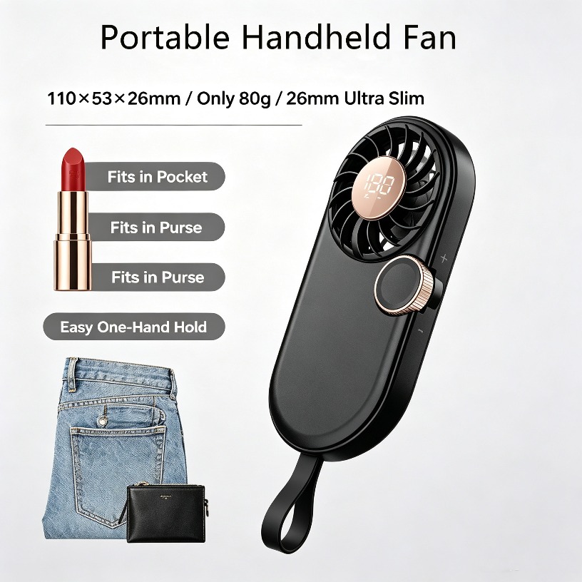 Led Mouth Tray - Mini wentylator kieszonkowy 11000RPM, rozmiar szminki,